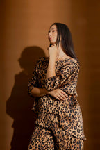 Tan Animal Silky Hi-Low Top Tan Animal