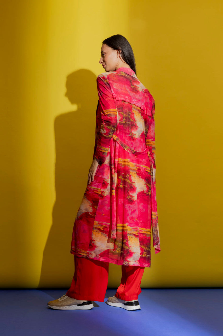 Pink Mesh Trench Coat