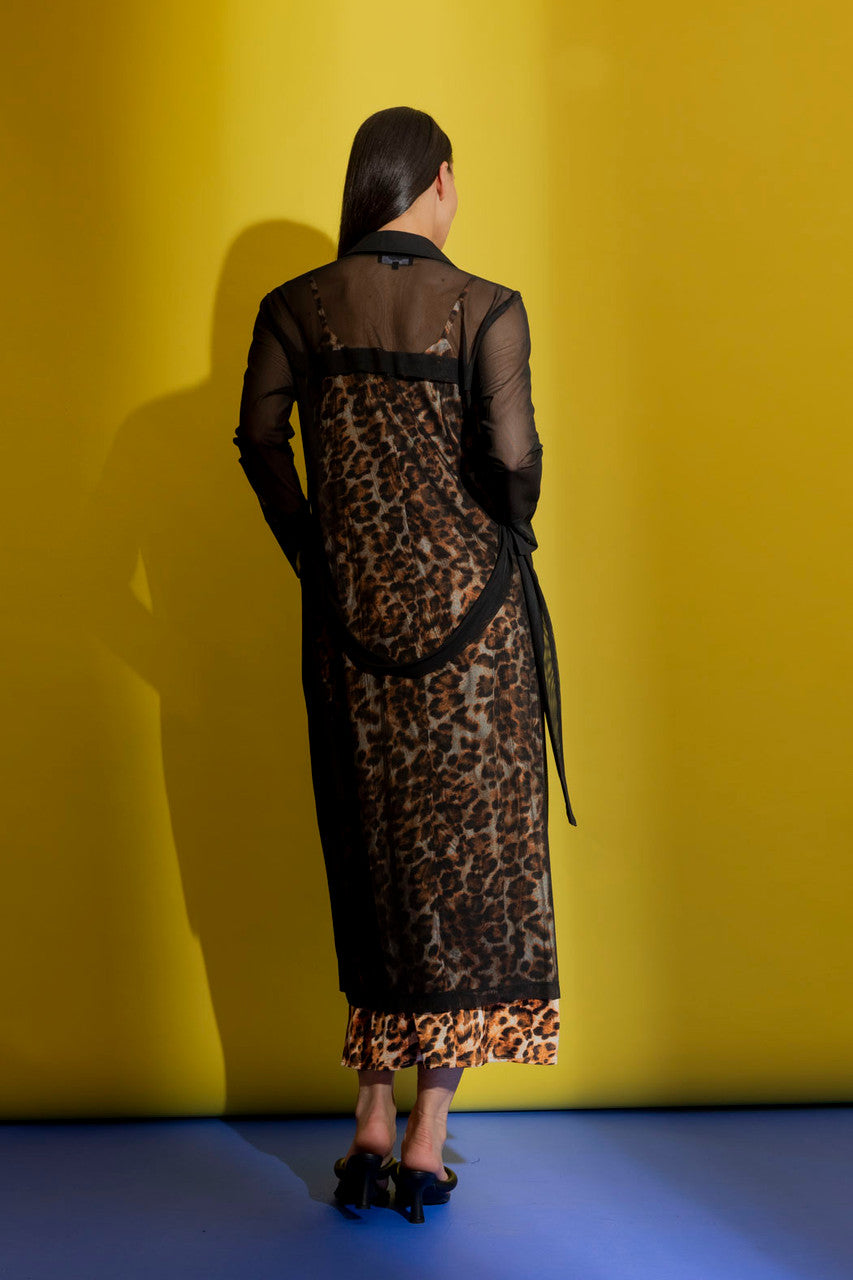 Black Mesh Trench Coat