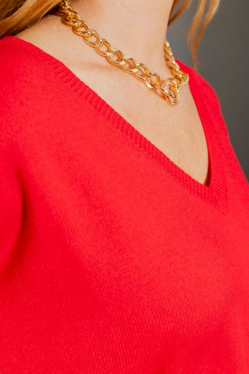 Red Classic Oversized Jumper Red S/M