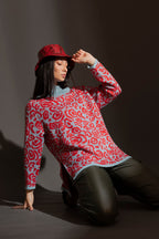 Blue / Red Rose Jumper - FINAL SALE