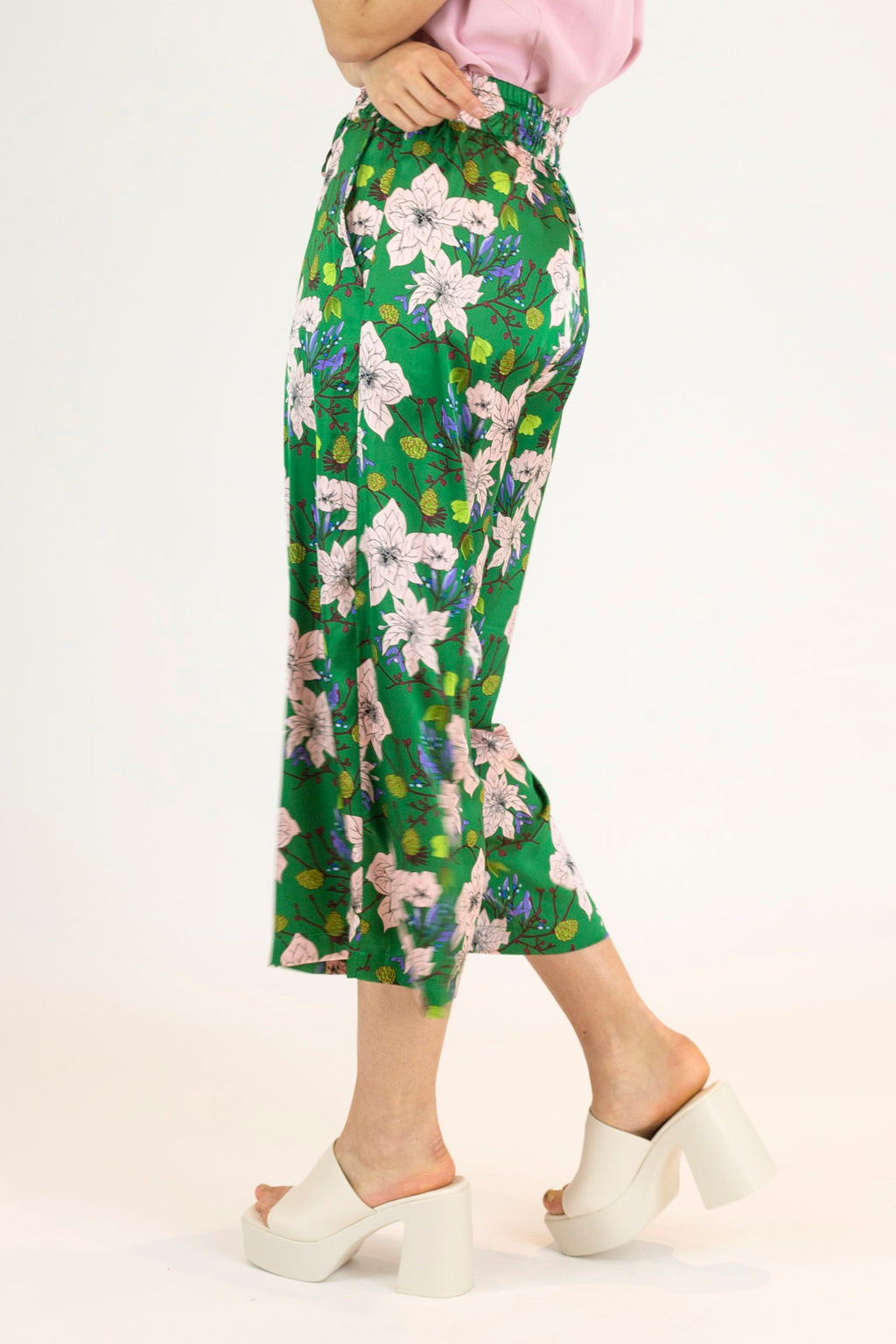 Green Silky Crop Culottes - Final Sale