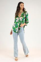 Green Ruffle Collar Blouse - Final Sale