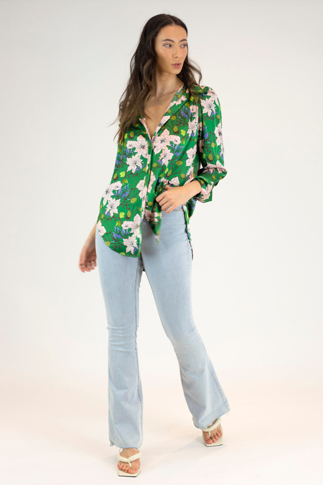 Green Ruffle Collar Blouse - Final Sale