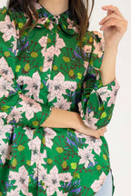 Green Ruffle Collar Blouse - Final Sale
