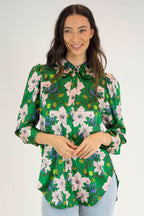 Green Ruffle Collar Blouse - Final Sale