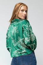 Green Abstract Crop Twist Shirt - Final Sale