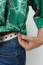 Green Abstract Crop Twist Shirt - Final Sale