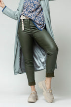 Khaki Waxed Slim Leg Pant- Sale