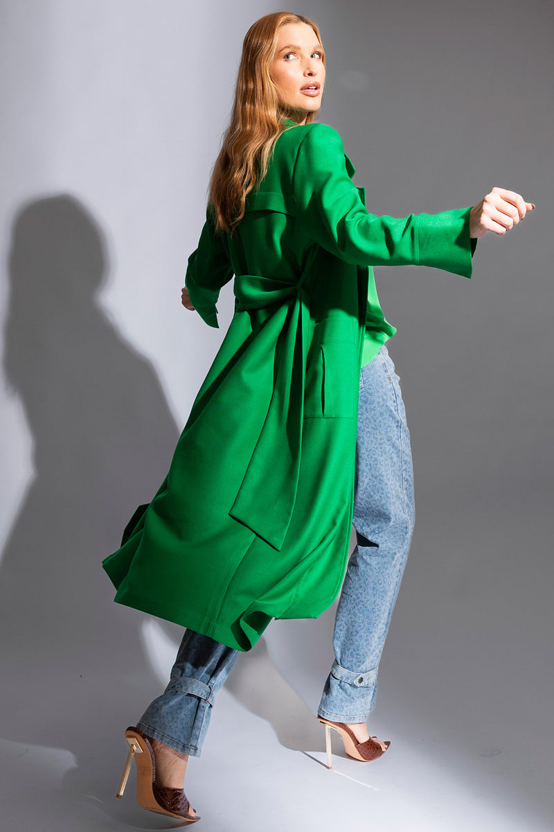 Green Twill Trench Coat