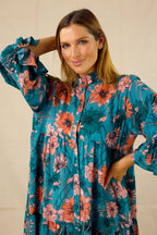 Green Floral Nano Shirt Dress - SALE