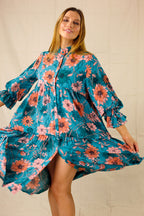 Green Floral Nano Shirt Dress - SALE