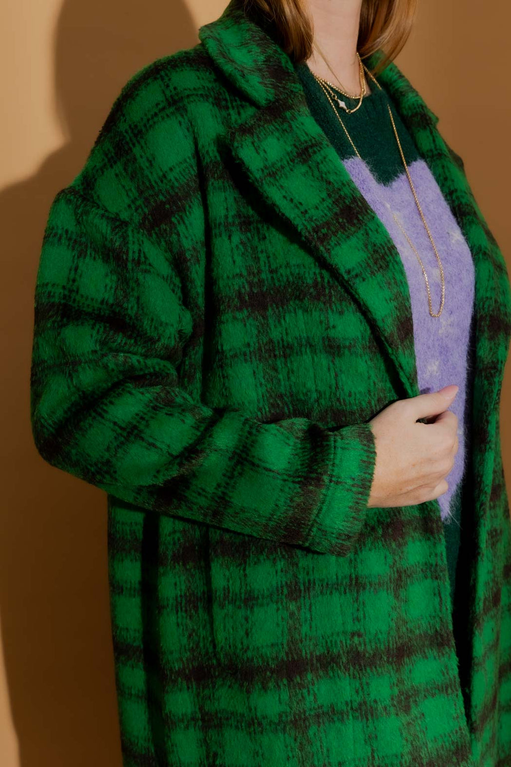 Green Check Zip Coat Green Check