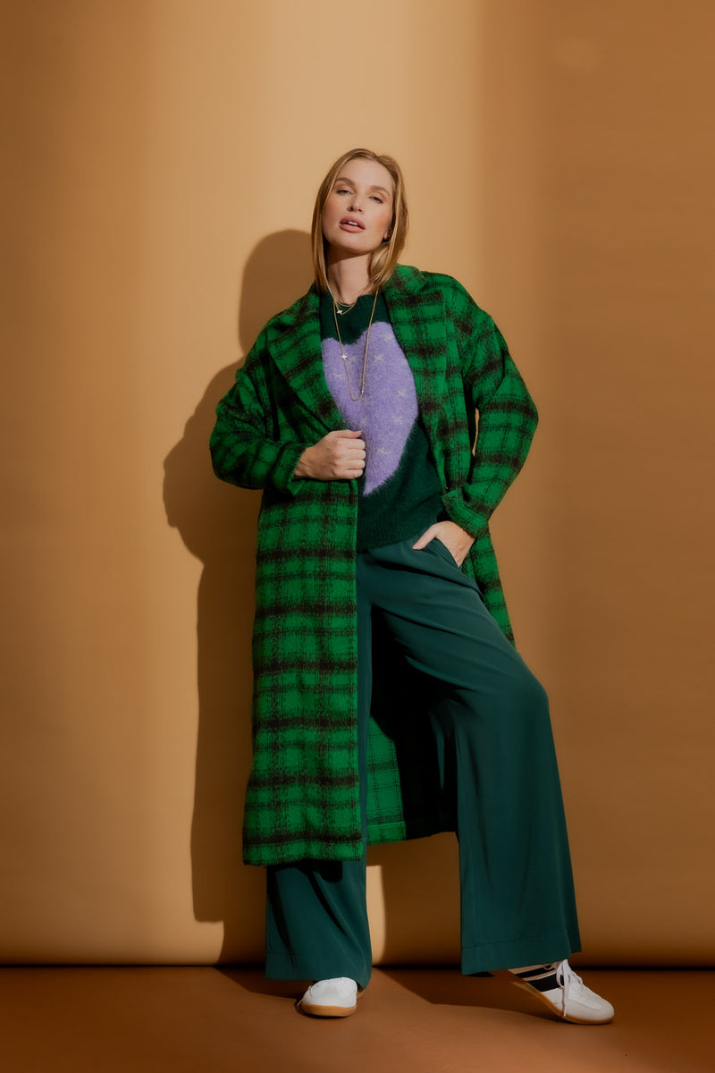 Green Check Zip Coat Green Check