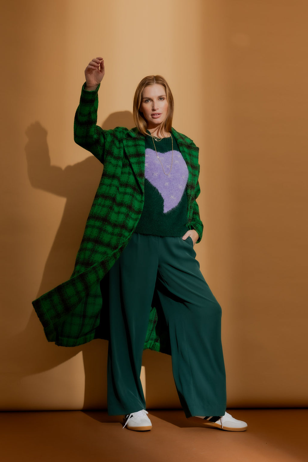 Green Check Zip Coat Green Check