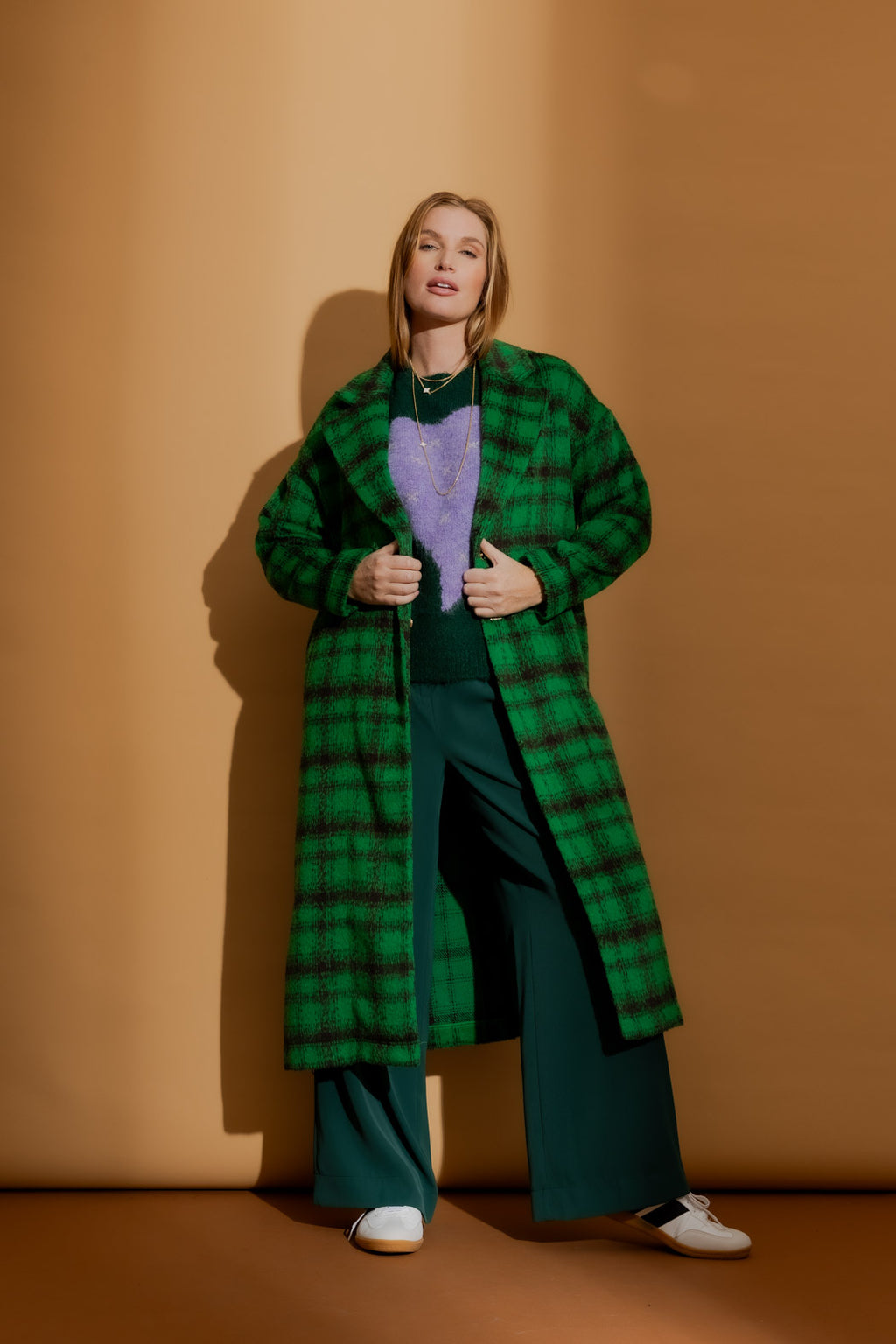 Green Check Zip Coat Green Check