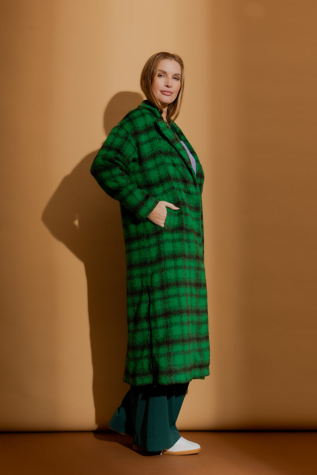 Green Check Zip Coat Green Check