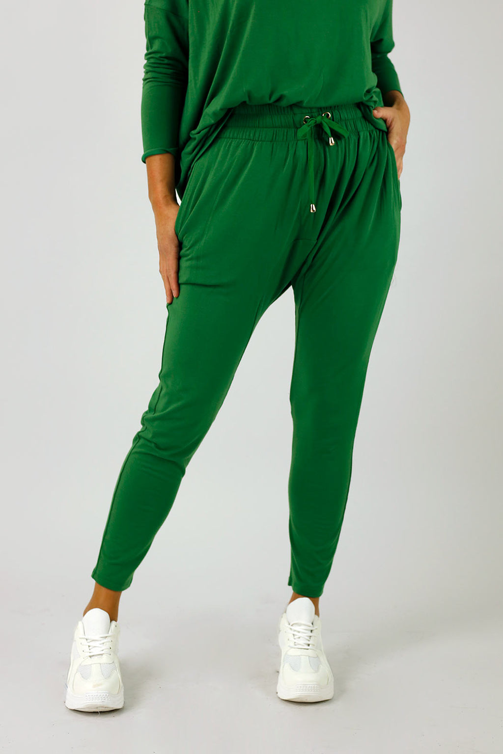 Moss Green Bamboo Slouch Pants - NT