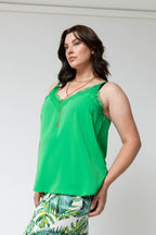 Green Lace Vee Cami - Final Sale