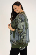 Khaki Print Silky Bomber Jacket - Final Sale