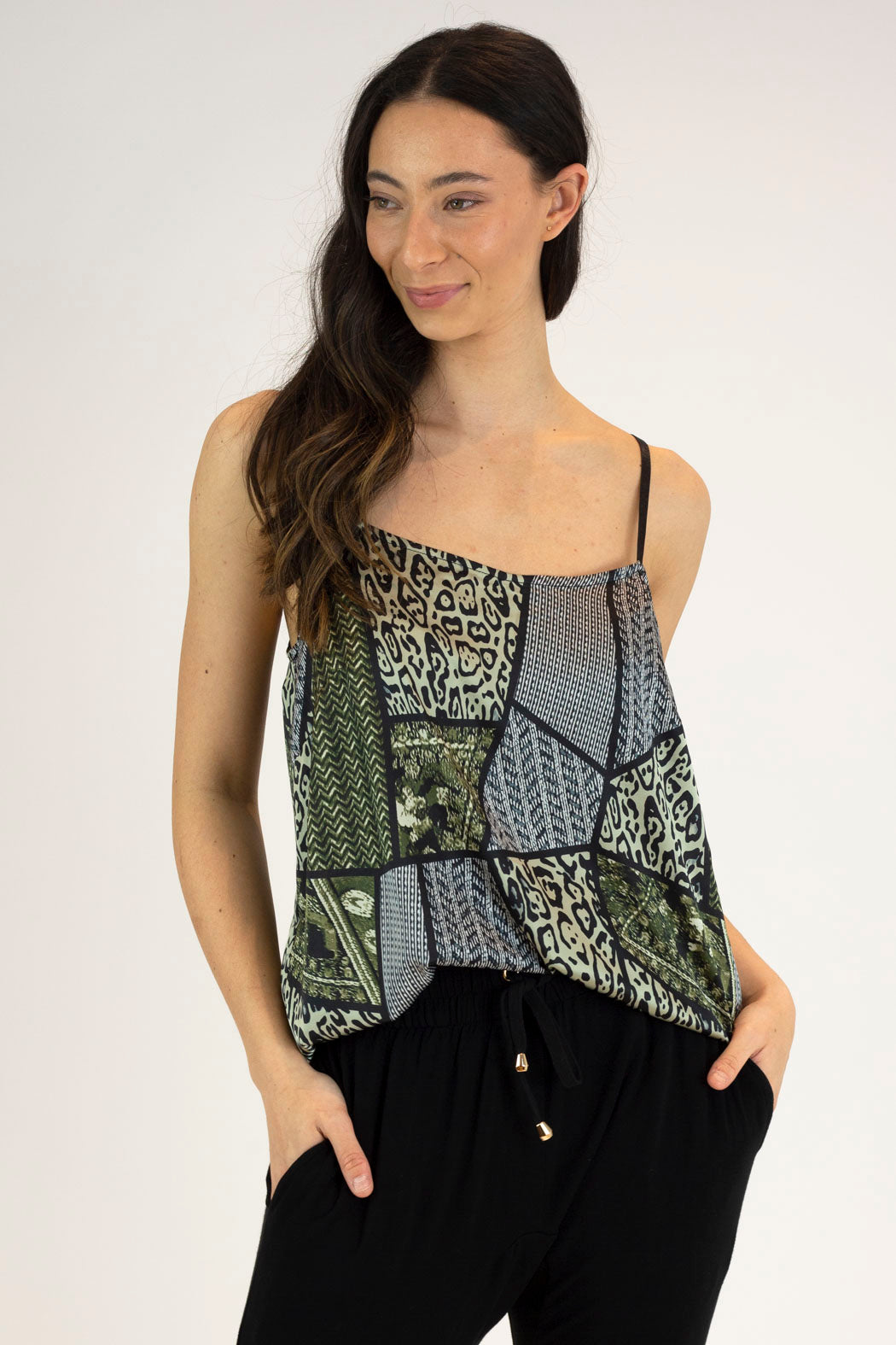Khaki Print Silky Lily Cami - Final Sale