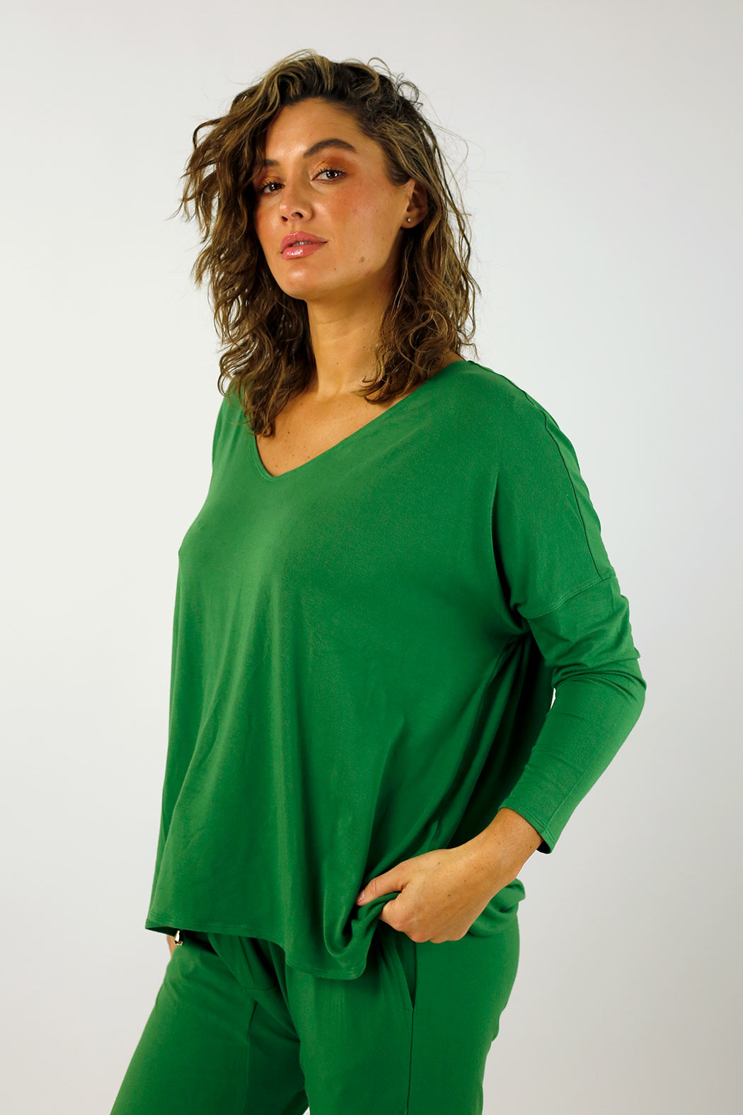Moss Green Bamboo Slouch Top - NT