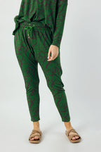 Green Print Bamboo Slouch Pants - FINAL SALE
