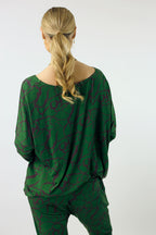 Green Print Bamboo Slouch Top - FINAL SALE