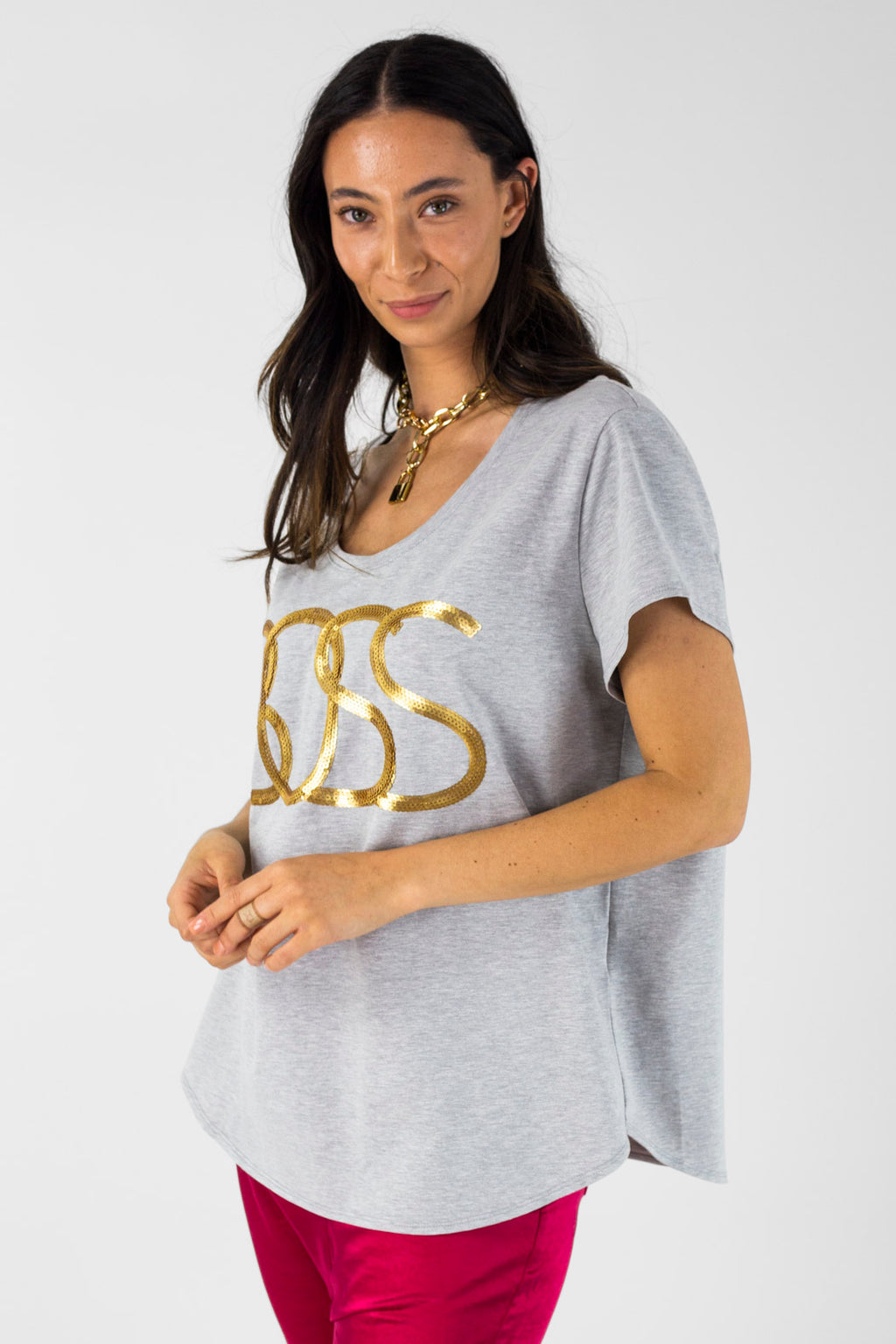 Grey Marle Boss Boyfriend T - Shirt