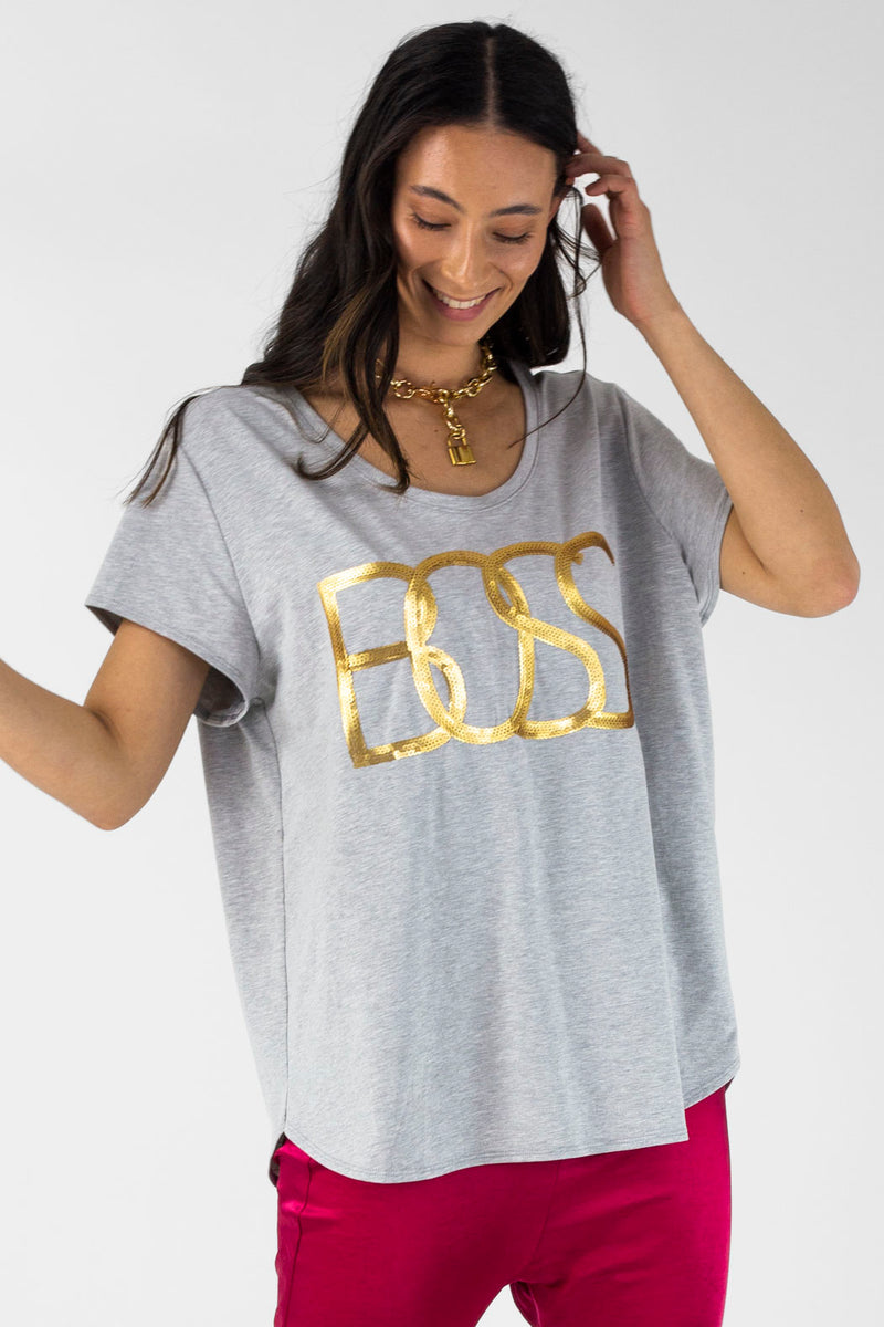 Grey Marle Boss Boyfriend T - Shirt