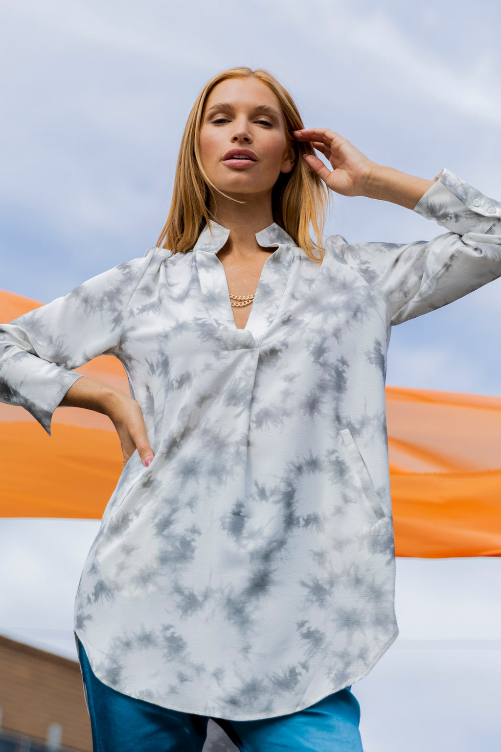 White Tie Dye Blogger Pocket Tunic