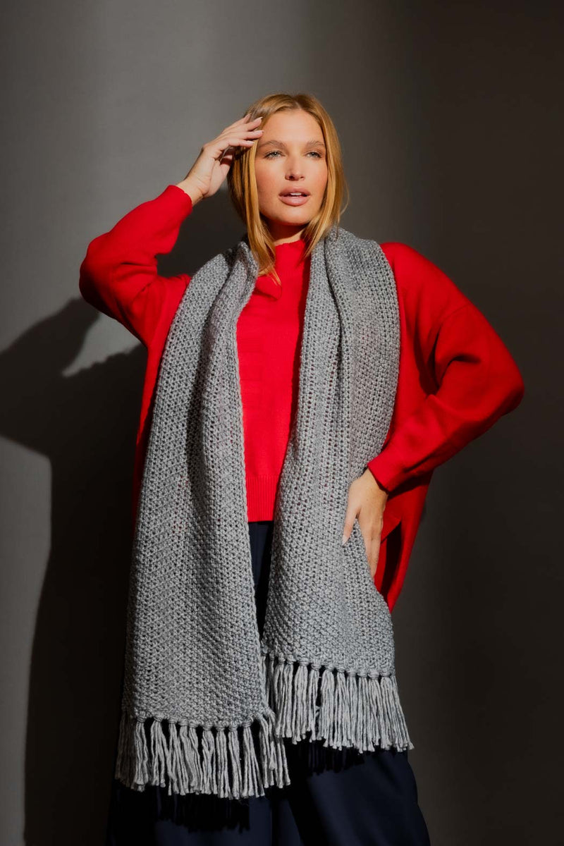 Grey Chunky Knit Scarf Grey O/S