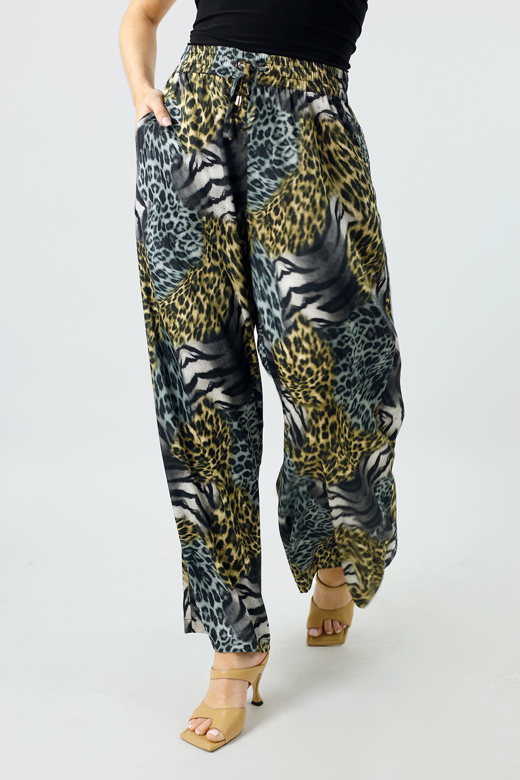 Patchwork Animal Print Silky Long Culotte - SALE