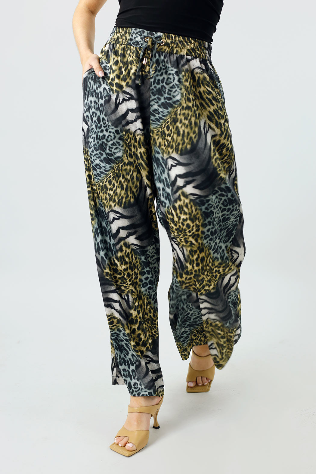 Patchwork Animal Print Silky Long Culotte - SALE