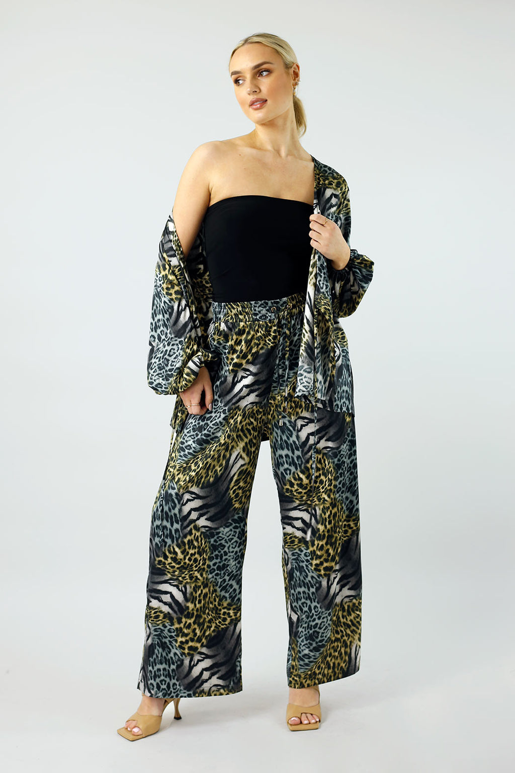 Patchwork Animal Print Silky Long Culotte - SALE