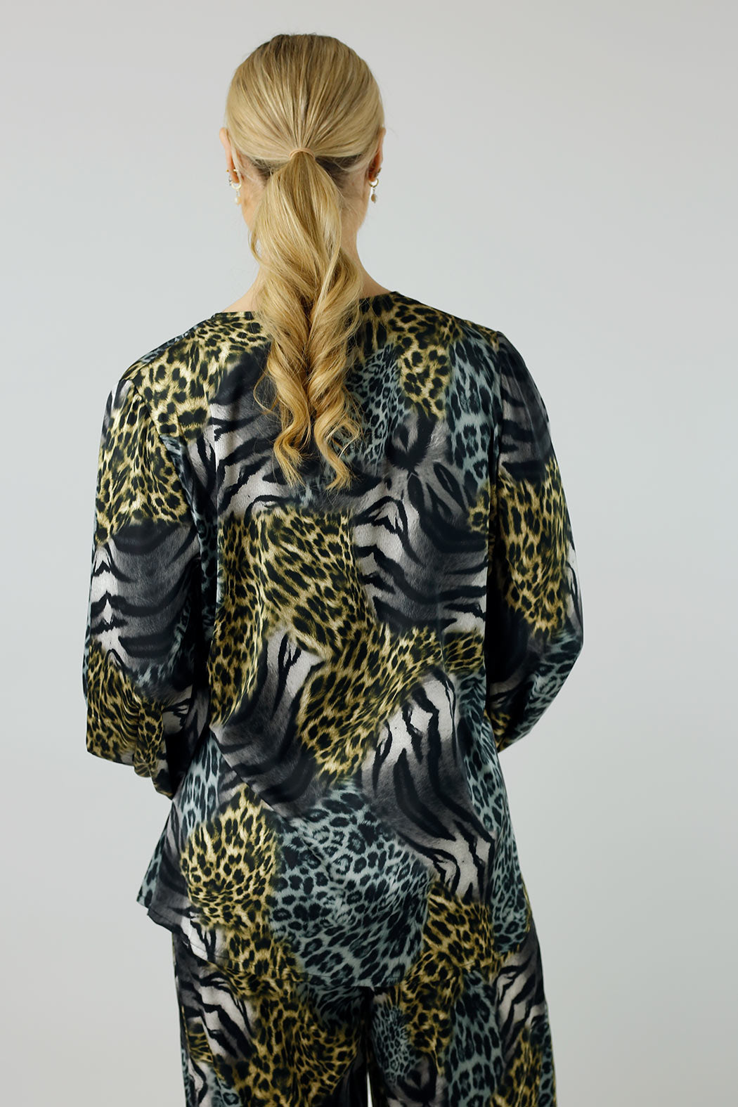 Patchwork Animal Print Wrap Top - SALE