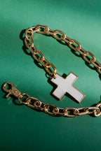 Gold Chain With Shell Cross Necklace S