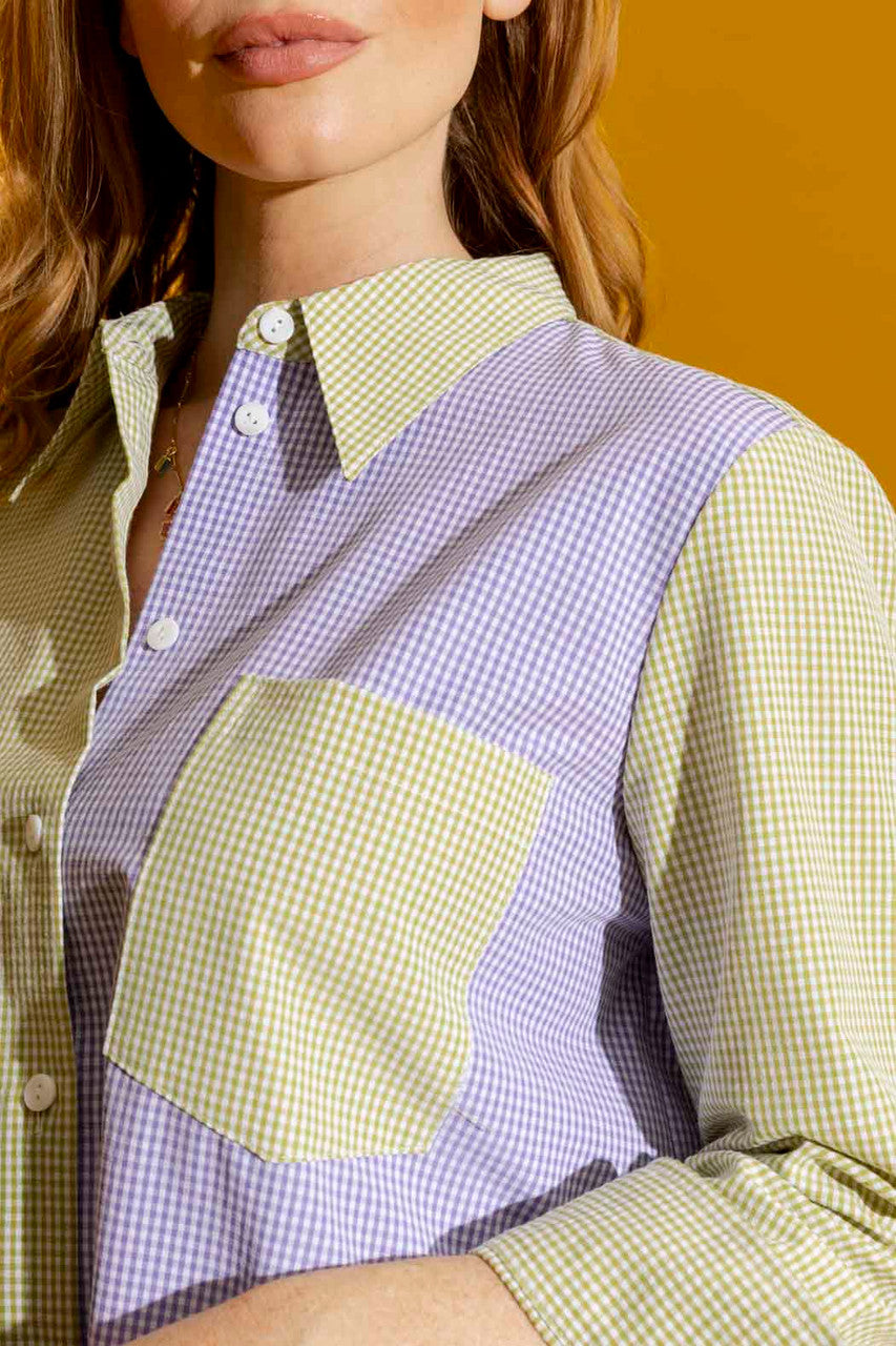 Lime/Lilac Patchwork Shirt
