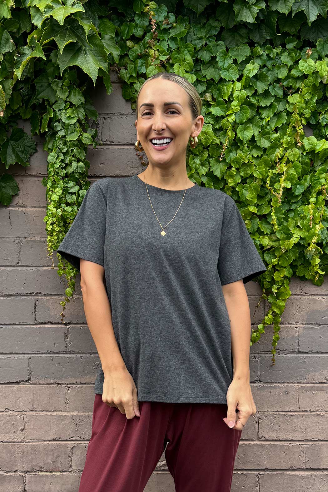 Charcoal Jersey Crew Neck T-Shirt