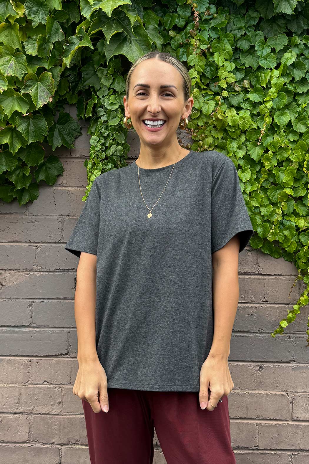 Charcoal Jersey Crew Neck T-Shirt