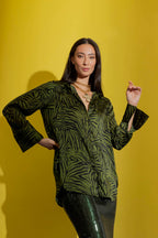 Khaki Silky Boyfriend Shirt