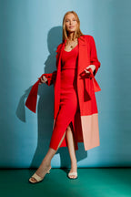 Red / Peach Euro Splice Trench
