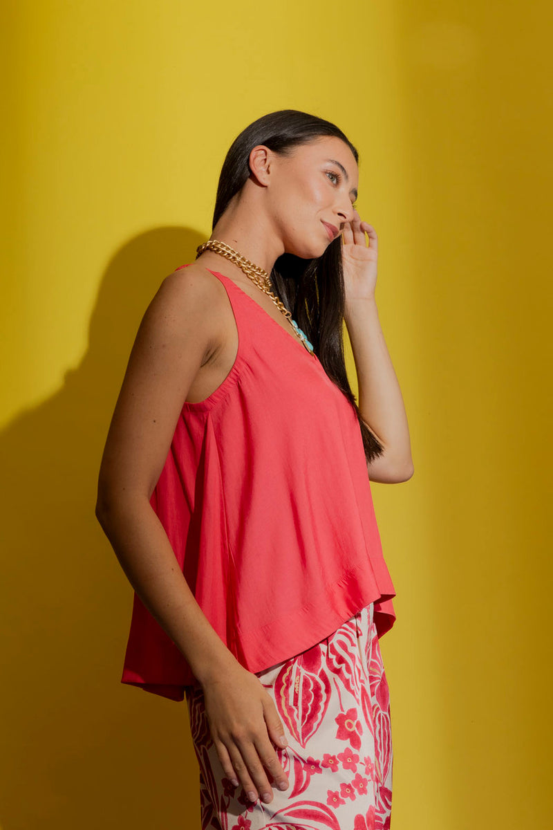 Coral Crop Bell Cami
