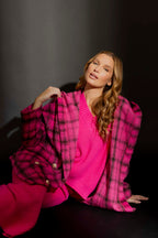 Pink Check Hooded Coat Pink Check