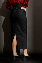 Black Stripe Lurex Zip Skirt Black Stripe