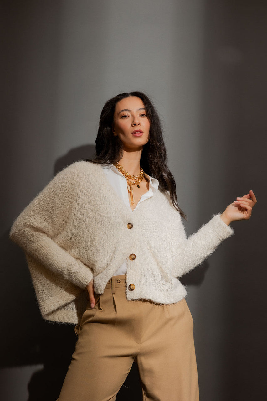 Ivory Fluffy Wonder Cardigan