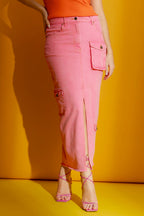 Pink Cargo Jean Skirt