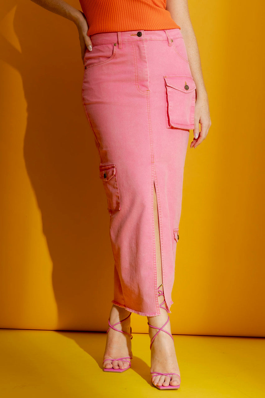 Pink Cargo Jean Skirt