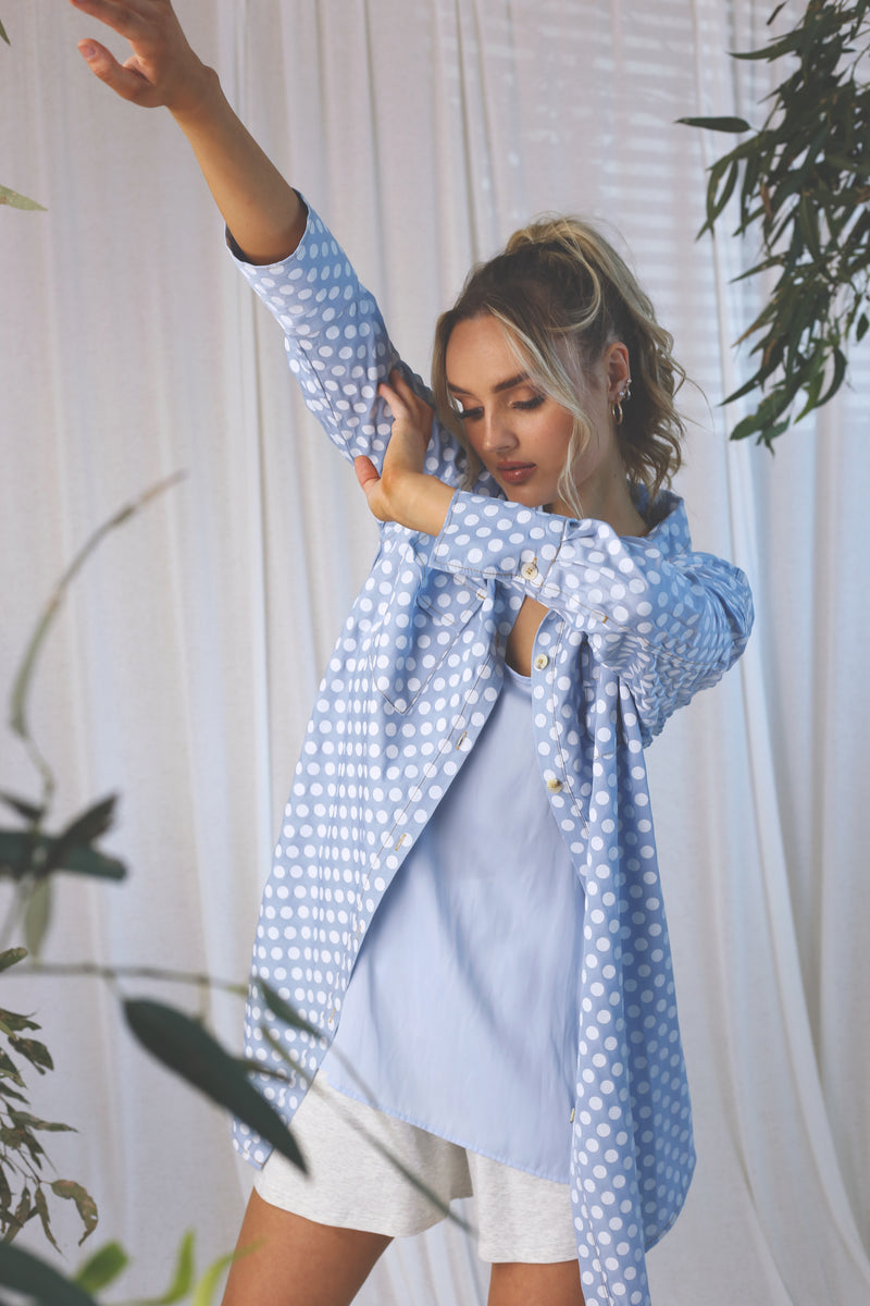 White Spot Chambray Shacket - SALE