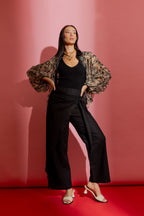 Black Linen Sarong Tie Pant